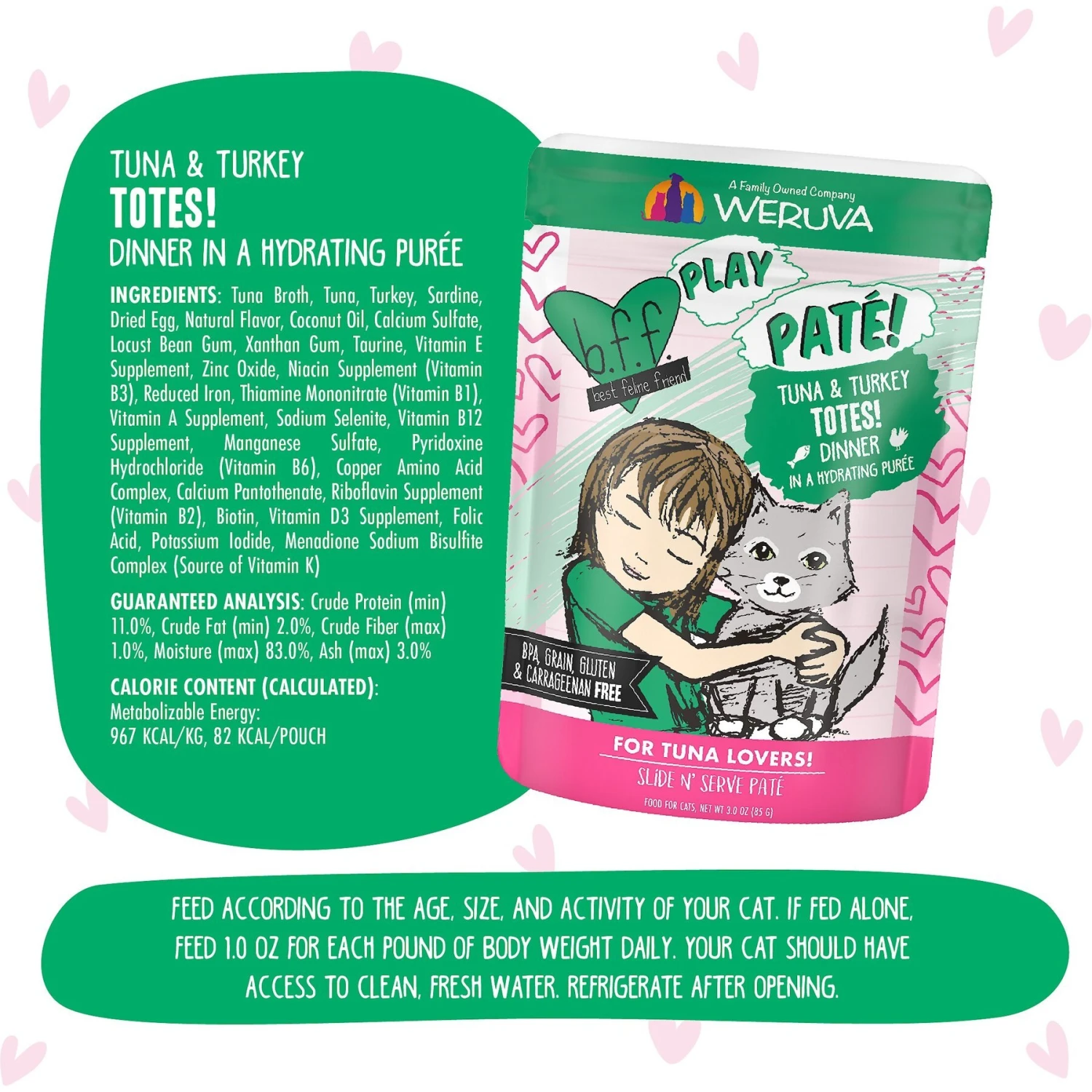 BFF Play Pate Lovers Tuna & Turkey Totes Wet Cat Food, 3-oz Pouch, Pack Of 12 9 BFF Play Pate Lovers Tuna & Turkey Totes Wet Cat Food, 3-oz Pouch, Pack Of 12 - Image 7