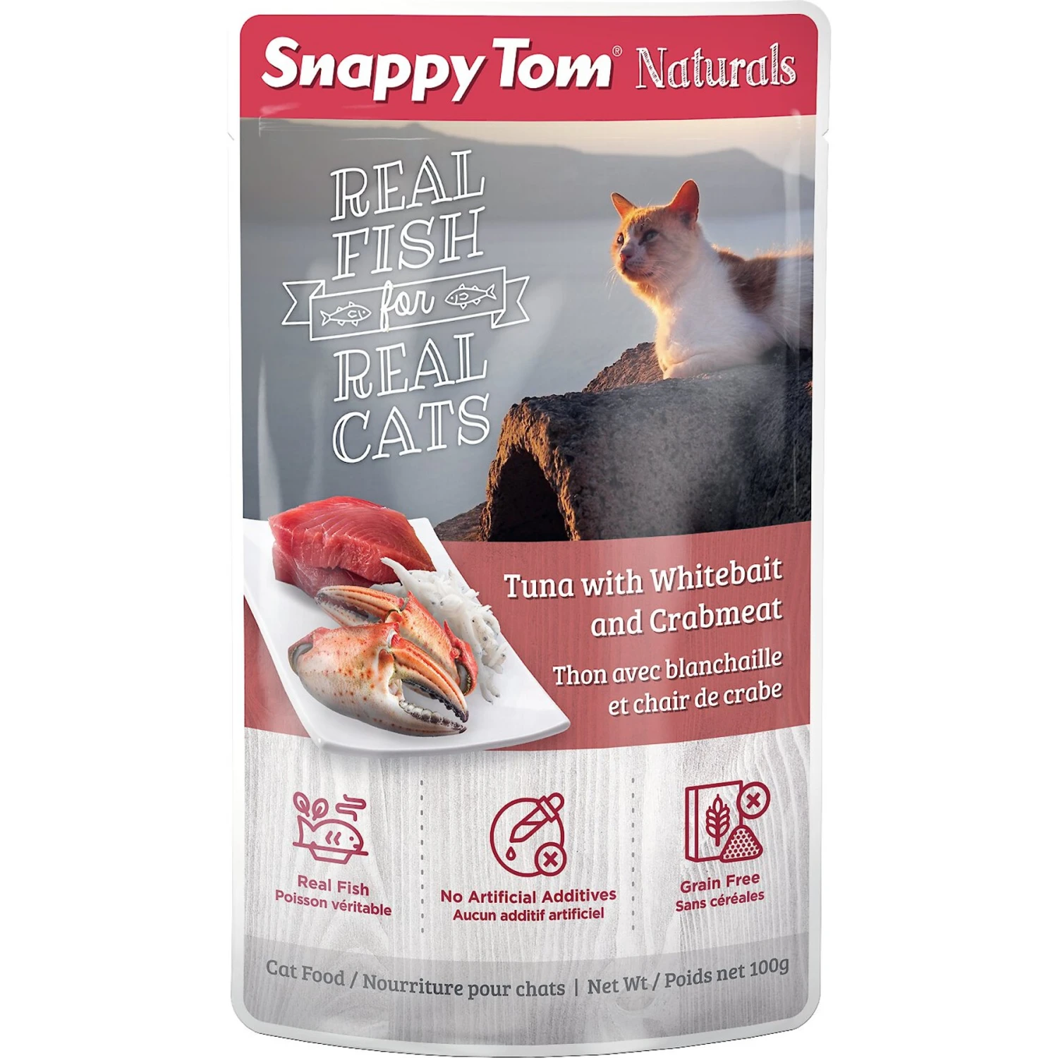 Snappy Tom Naturals Tuna With Whitebait & Crabmeat Cat Food Pouches, 3.5-oz, Case Of 12 3 Snappy Tom Naturals Tuna With Whitebait & Crabmeat Cat Food Pouches, 3.5-oz, Case Of 12