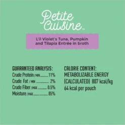 Petite Cuisine L'il Violet's Tuna, Pumpkin & Tilapia Entrée In Broth Grain-Free Wet Cat Food, 2.8-oz Can, Case Of 24 -Furry Friends 200546 PT6. AC SS1800 V1571282088