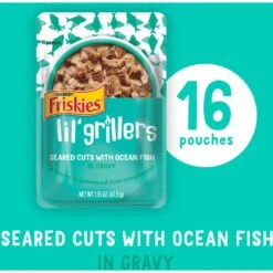 Friskies Lil' Grillers Seared Cuts With Ocean Fish In Gravy Wet Cat Food, 1.55-oz Pouches, Case Of 16 12 Friskies Lil' Grillers Seared Cuts With Ocean Fish In Gravy Wet Cat Food, 1.55-oz Pouches, Case Of 16 -Furry Friends 202283 PT1. AC SS1800 V1695931978