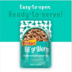 Friskies Lil' Grillers Seared Cuts With Ocean Fish In Gravy Wet Cat Food, 1.55-oz Pouches, Case Of 16 18 Friskies Lil' Grillers Seared Cuts With Ocean Fish In Gravy Wet Cat Food, 1.55-oz Pouches, Case Of 16 -Furry Friends 202283 PT7. AC SS1800 V1695836039