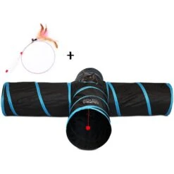 Feline Ruff 12" Premium 4-Way Collapsible Tunnel Cat Toy, Black & Blue -Furry Friends 203968 PT4. AC SS1800 V1594673771