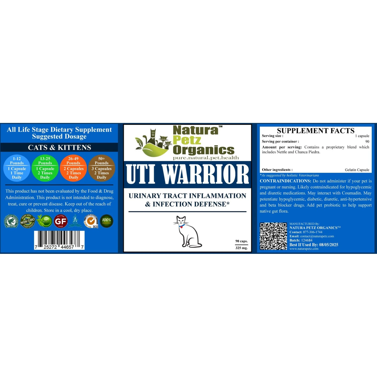 Natura Petz Organics UTI Warrior Cat Supplement, 90 Count 5 Natura Petz Organics UTI Warrior Cat Supplement, 90 Count - Image 3