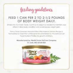 Fancy Feast Gourmet Naturals Natural Wild Alaskan Salmon Recipe Grain-Free Pate Kitten Canned Cat Food, 3-oz Can, Case Of 12 -Furry Friends 214809 PT7. AC SS1800 V1677102921