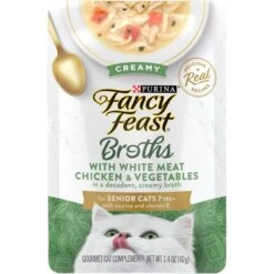Fancy Feast Senior Creamy With Chicken & Vegetables In Broth Cat Food Complement & Topper, 1.4-oz Pouch, Case Of 16