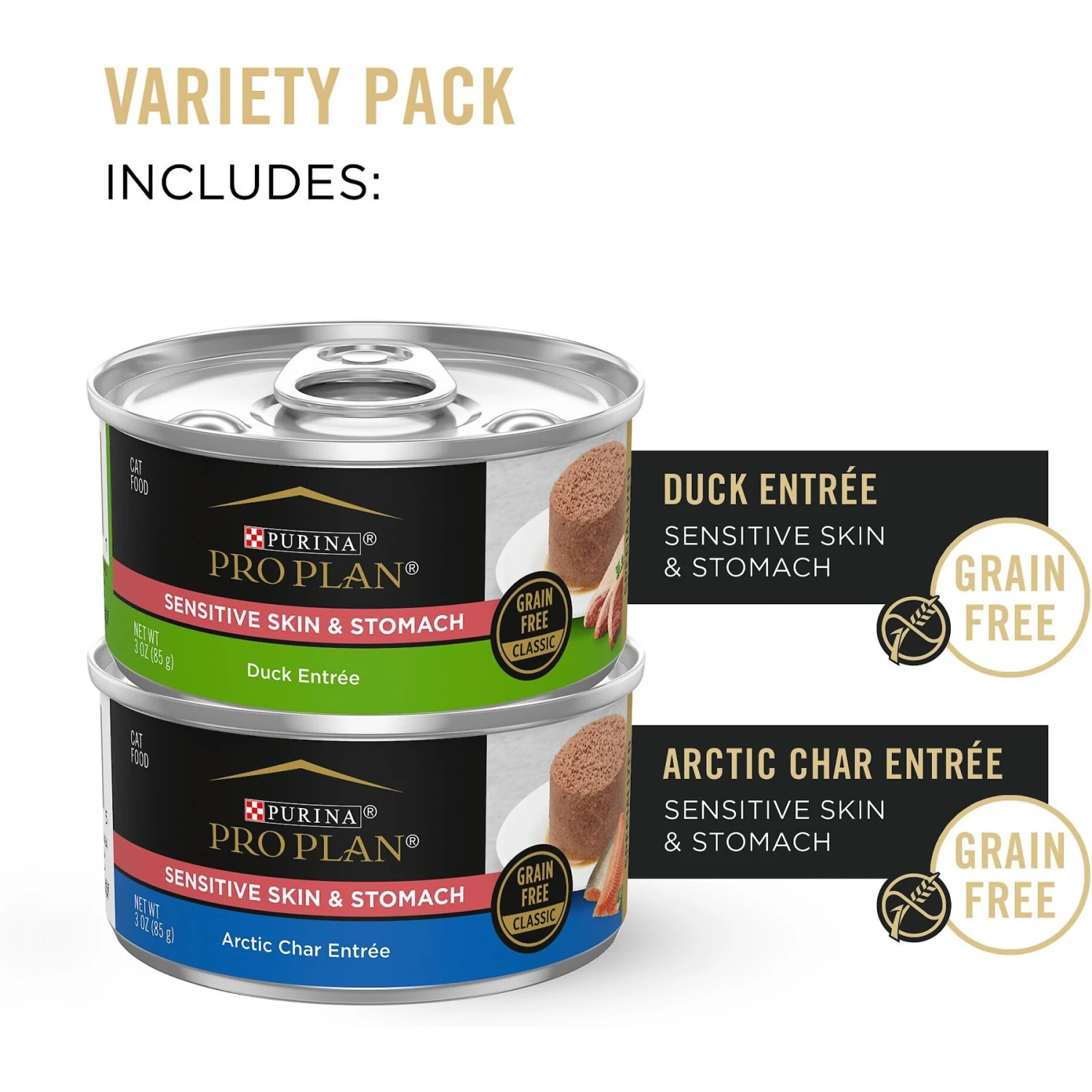 Purina Pro Plan Focus Sensitive Skin & Stomach Duck & Arctic Char Variety Pack Canned Cat Food, 3-oz Can, Case Of 24 4 Purina Pro Plan Focus Sensitive Skin & Stomach Duck & Arctic Char Variety Pack Canned Cat Food, 3-oz Can, Case Of 24 - Image 2
