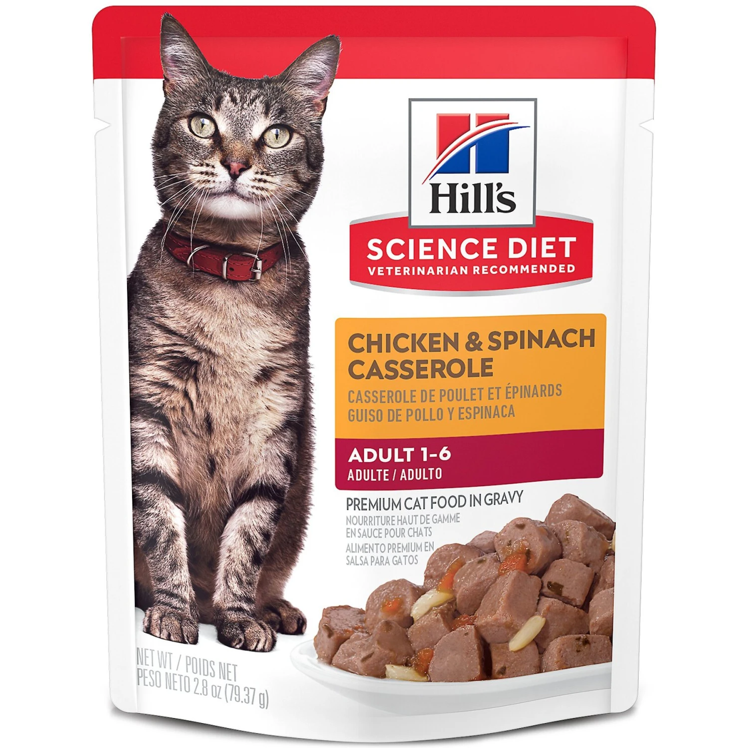 Hill's Science Diet Adult Chicken & Spinach Casserole Recipe Cat Food, 2.8-oz Pouch, Case Of 24 3 Hill's Science Diet Adult Chicken & Spinach Casserole Recipe Cat Food, 2.8-oz Pouch, Case Of 24