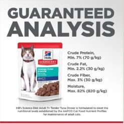 Hill's Science Diet Adult 7+ Tender Tuna Recipe Cat Food, 2.8-oz Pouch, Case Of 24 -Furry Friends 218073 PT6. AC SS1800 V1598157080