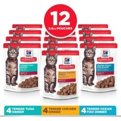 Hill's Science Diet Adult Tender Dinner Variety Pack Cat Food, 2.8-oz Pouch, Case Of 12 -Furry Friends 218075 PT2. AC SS1800 V1581441189