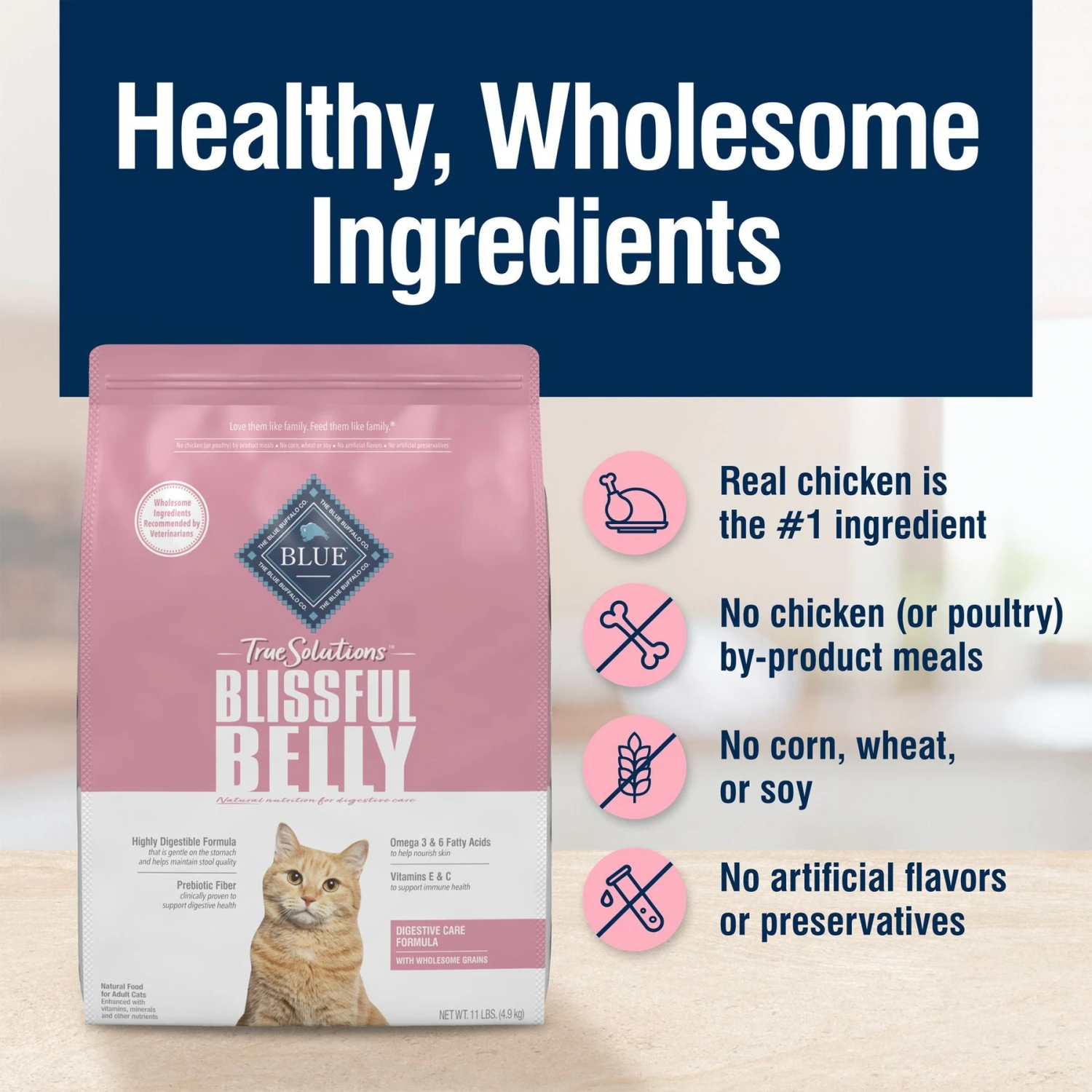 Blue Buffalo True Solutions Blissful Belly Digestive Care Formula Dry Cat Food 8 Blue Buffalo True Solutions Blissful Belly Digestive Care Formula Dry Cat Food - Image 6