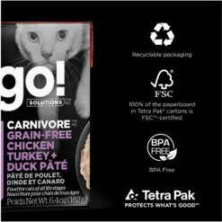 Go! Solutions Carnivore Grain-Free Chicken, Turkey + Duck Pate Cat Food -Furry Friends 220101 PT5. AC SS1800 V1638490942