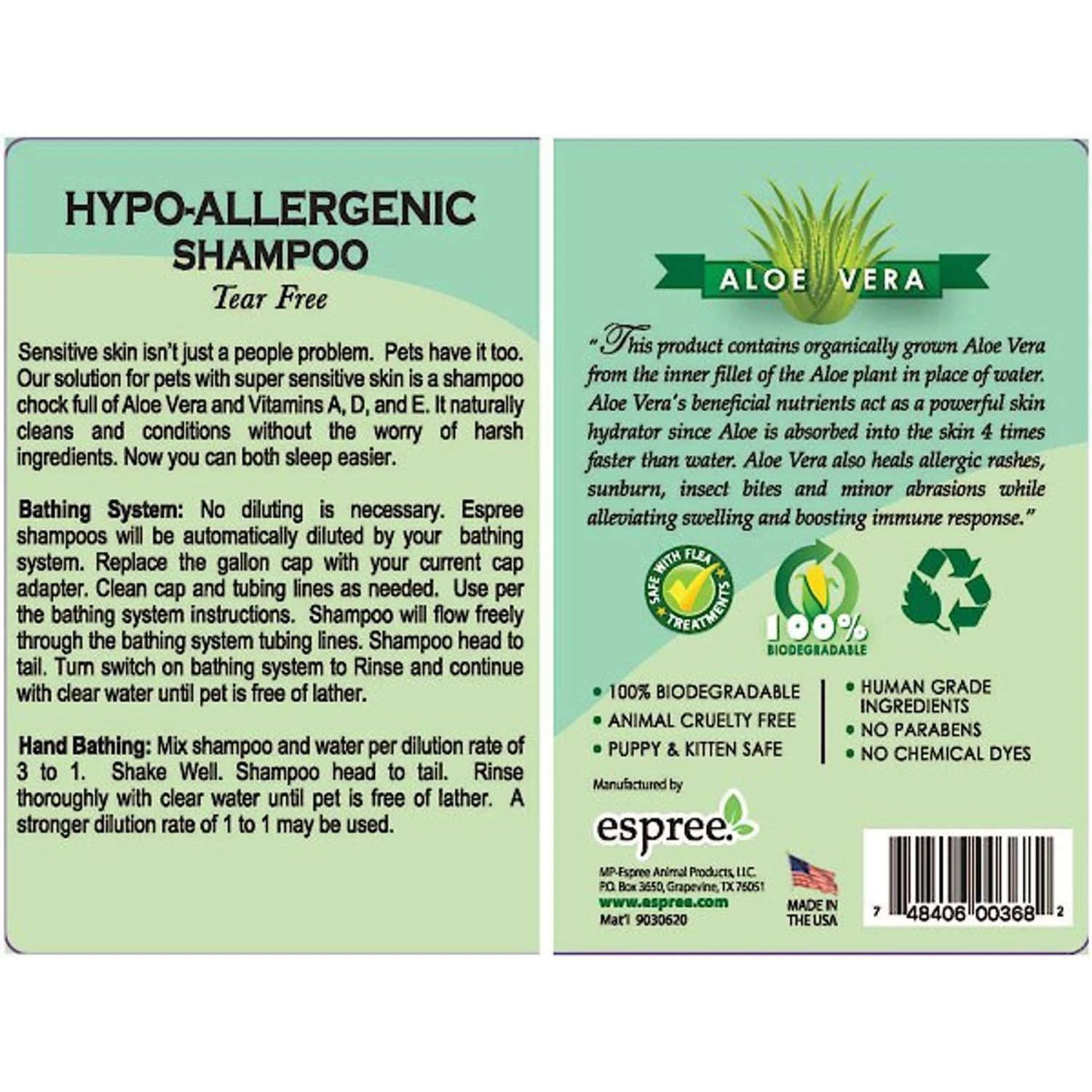 Espree Hypoallergenic Bathing System Formula Dog & Cat Shampoo 4 Espree Hypoallergenic Bathing System Formula Dog & Cat Shampoo - Image 2