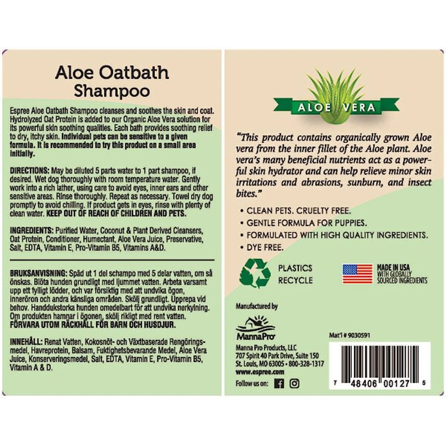 Espree Aloe Oatbath Medicated Dog Shampoo, 1-Gallon 4 Espree Aloe Oatbath Medicated Dog Shampoo, 1-Gallon - Image 2