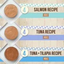 Merrick Purrfect Bistro Tuna, Salmon & Tuna + Tilapia Recipe Variety Pack Grain-Free Pate Canned Cat Food, 3-oz, Case Of 24 -Furry Friends 235907 PT2. AC SS1800 V1622121470