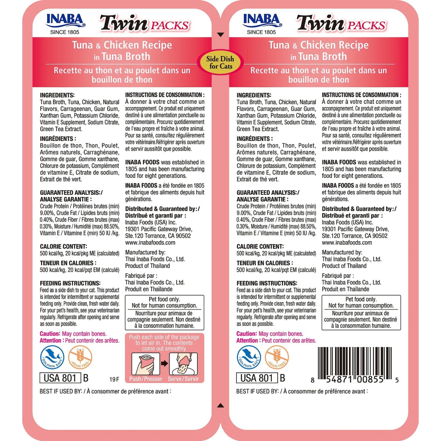 Inaba Twin Packs Tuna & Chicken Recipe In Tuna Broth Grain-Free Cat Food Topper 4 Inaba Twin Packs Tuna & Chicken Recipe In Tuna Broth Grain-Free Cat Food Topper - Image 2