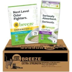 Tidy Cats Breeze Enhanced Active Clean Scent Litter Pellets & Multi-Cat Pads Bundle Pack