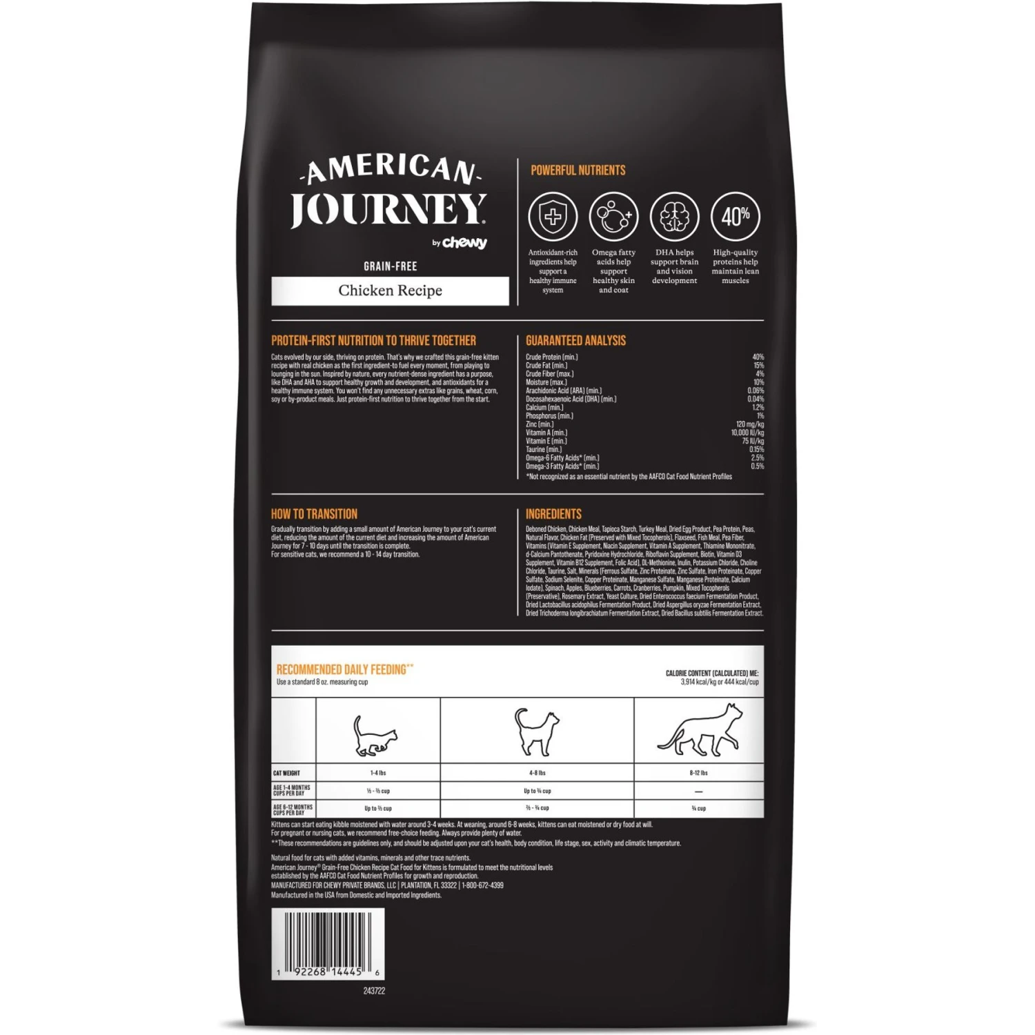 American Journey Kitten Chicken Recipe Grain-Free Dry Cat Food, 5-lb Bag 5 American Journey Kitten Chicken Recipe Grain-Free Dry Cat Food, 5-lb Bag - Image 3