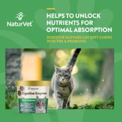 NaturVet Quiet Moments Soft Chews Calming Supplement For Cats & NaturVet Digestive Enzymes Plus Probiotic Soft Chews Digestive Supplement For Cats -Furry Friends 255713 PT5. AC SS1800 V1676411160