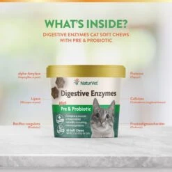 NaturVet Quiet Moments Soft Chews Calming Supplement For Cats & NaturVet Digestive Enzymes Plus Probiotic Soft Chews Digestive Supplement For Cats -Furry Friends 255713 PT6. AC SS1800 V1676411156