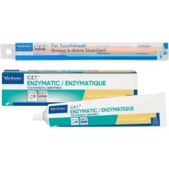 Virbac C.E.T. Dog & Cat Toothbrush & Virbac C.E.T. Enzymatic Malt Flavor Dog & Cat Toothpaste