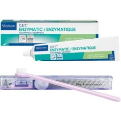 Virbac C.E.T. Dog & Cat Toothbrush & Virbac C.E.T. Enzymatic Vanilla Mint Flavored Dog & Cat Toothpaste