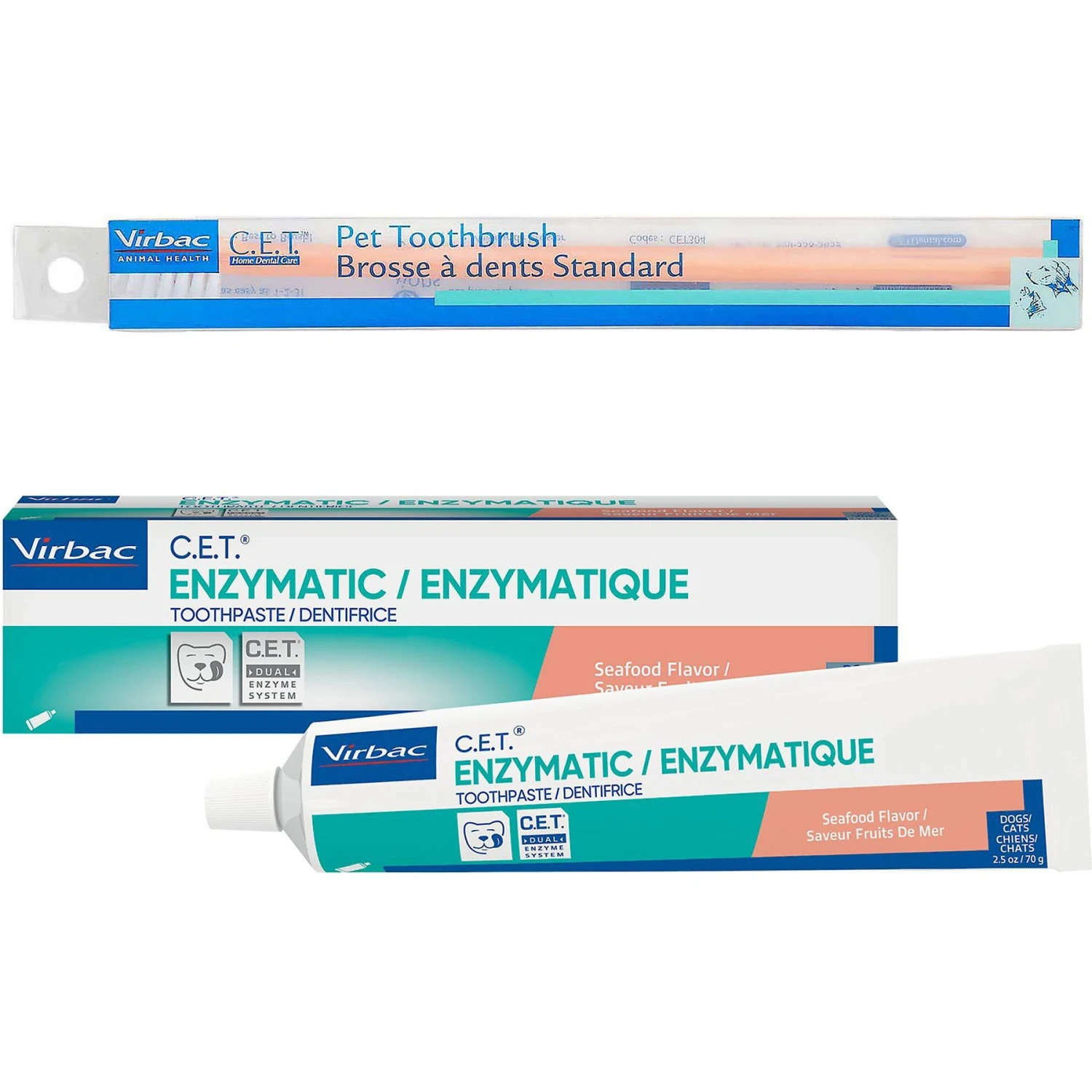Virbac C.E.T. Dog & Cat Toothbrush & Virbac C.E.T. Enzymatic Seafood Flavor Dog & Cat Toothpaste 3 Virbac C.E.T. Dog & Cat Toothbrush & Virbac C.E.T. Enzymatic Seafood Flavor Dog & Cat Toothpaste