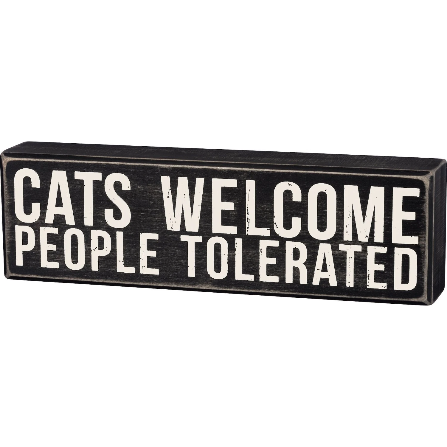 Primitives By Kathy "Cats Welcome - People Tolerated" Box Sign 3 Primitives By Kathy "Cats Welcome - People Tolerated" Box Sign
