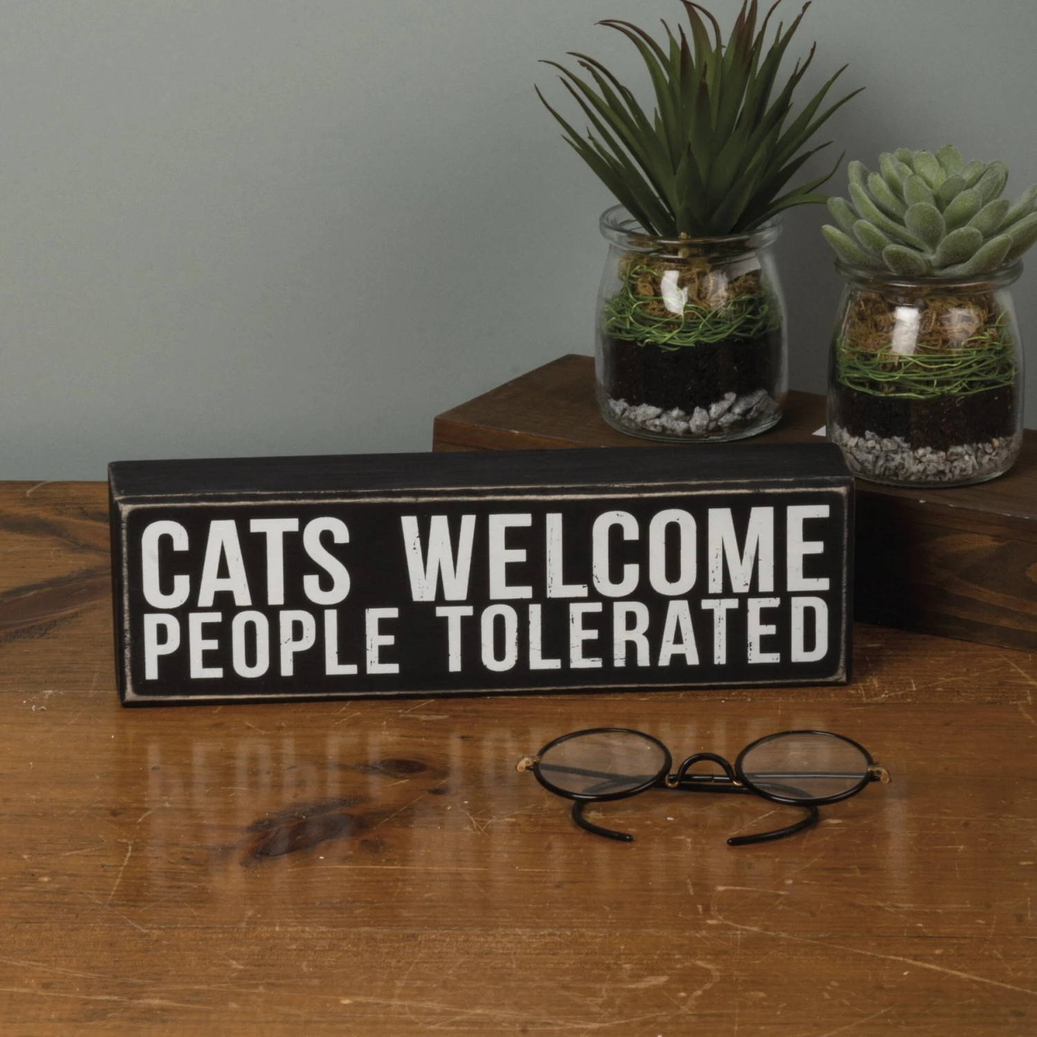 Primitives By Kathy "Cats Welcome - People Tolerated" Box Sign 4 Primitives By Kathy "Cats Welcome - People Tolerated" Box Sign - Image 2