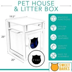 Sweet Barks Wooden Nightstand Cat Litter Box Enclosure -Furry Friends 258689 PT3. AC SS1800 V1607642539