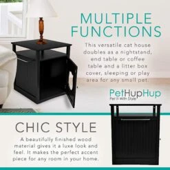 Sweet Barks Wooden Nightstand Cat Litter Box Enclosure -Furry Friends 258689 PT5. AC SS1800 V1607644934