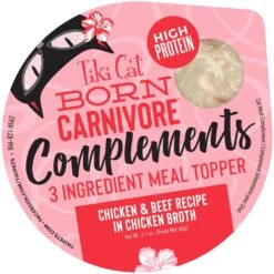 Tiki Cat Born Carnivore Complements Chicken & Beef Recipe In Chicken Broth Wet Cat Food Topper, 2.1-oz, Case Of 8