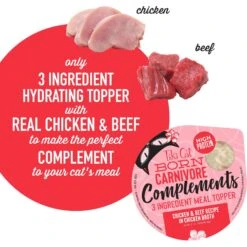 Tiki Cat Born Carnivore Complements Chicken & Beef Recipe In Chicken Broth Wet Cat Food Topper, 2.1-oz, Case Of 8 -Furry Friends 259108 PT4. AC SS1800 V1701796077