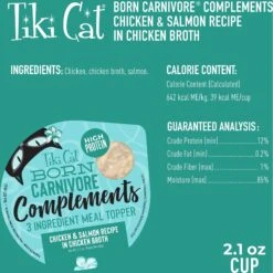 Tiki Cat Born Carnivore Complements Chicken & Salmon Recipe In Chicken Broth Wet Cat Food Topper, 2.1-oz, Case Of 8 13 Tiki Cat Born Carnivore Complements Chicken & Salmon Recipe In Chicken Broth Wet Cat Food Topper, 2.1-oz, Case Of 8 -Furry Friends 259114 PT2. AC SS1800 V1701796021