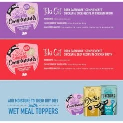 Tiki Cat Born Carnivore Complements Variety Pack Grain-Free Wet Cat Food Topper, 2.1-oz, Case Of 10 -Furry Friends 259116 PT3. AC SS1800 V1701796014