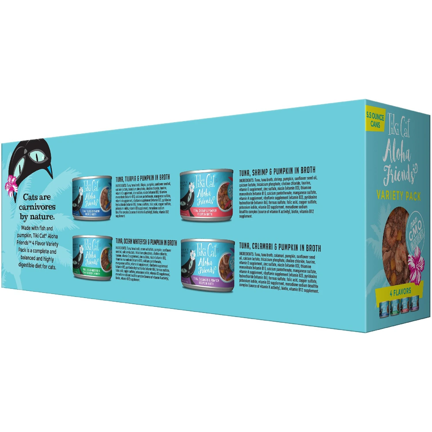 Tiki Cat Aloha Friends Fish & Pumpkin Variety Pack Grain-Free Wet Cat Food, 5.5-oz, Case Of 8 4 Tiki Cat Aloha Friends Fish & Pumpkin Variety Pack Grain-Free Wet Cat Food, 5.5-oz, Case Of 8 - Image 2