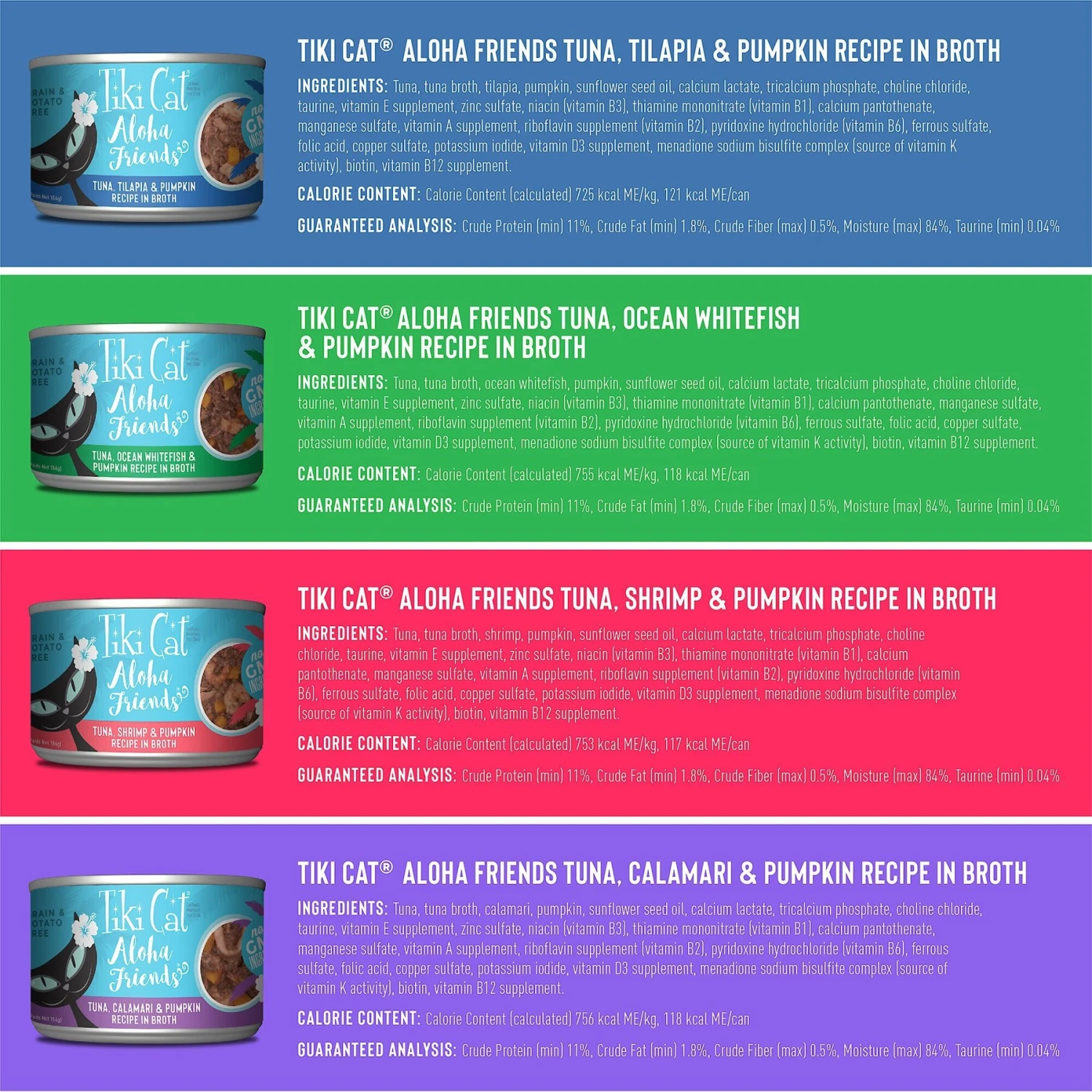 Tiki Cat Aloha Friends Fish & Pumpkin Variety Pack Grain-Free Wet Cat Food, 5.5-oz, Case Of 8 5 Tiki Cat Aloha Friends Fish & Pumpkin Variety Pack Grain-Free Wet Cat Food, 5.5-oz, Case Of 8 - Image 3