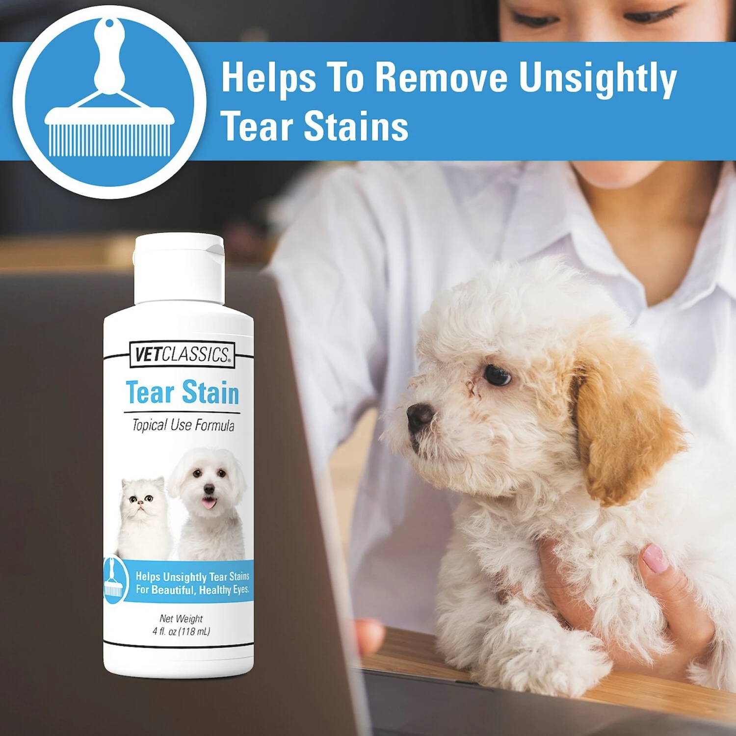 VetClassics Dog & Cat Tear Stain Remover, 4-oz Bottle 7 VetClassics Dog & Cat Tear Stain Remover, 4-oz Bottle - Image 5