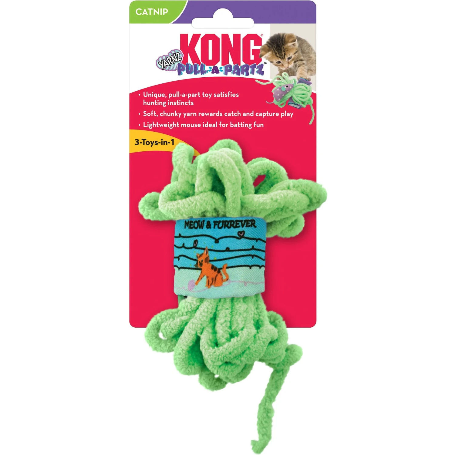 KONG Pull-A-Partz Yarnz Assorted Plush Cat Toy With Catnip 4 KONG Pull-A-Partz Yarnz Assorted Plush Cat Toy With Catnip - Image 2