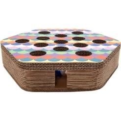 FurHaven Busy Box Corrugated Hexagon Cat Scratcher Toy With Catnip -Furry Friends 263110 PT2. AC SS1800 V1612400254