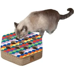 FurHaven Busy Box Corrugated Hexagon Cat Scratcher Toy With Catnip -Furry Friends 263110 PT4. AC SS1800 V1612406817