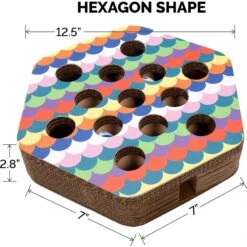 FurHaven Busy Box Corrugated Hexagon Cat Scratcher Toy With Catnip -Furry Friends 263110 PT5. AC SS1800 V1612399326