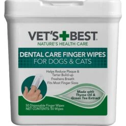 Vet's Best Dental Care Finger Wipes Dog & Cat Dental Wipes