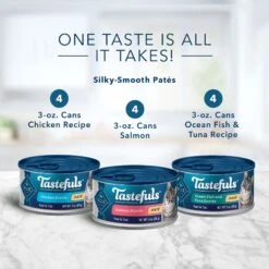 Blue Buffalo Tastefuls Salmon, Chicken, Ocean Fish & Tuna Entrées Variety Pack Pate Wet Cat Food, 3-oz Can, Case Of 12 13 Blue Buffalo Tastefuls Salmon, Chicken, Ocean Fish & Tuna Entrées Variety Pack Pate Wet Cat Food, 3-oz Can, Case Of 12 -Furry Friends 264515 PT2. AC SS1800 V1689355692