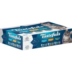Blue Buffalo Tastefuls Chicken, Turkey & Chicken & Ocean Fish & Tuna Entrées Variety Pack Pate Wet Cat Food, 5.5-oz Can, Case Of 12