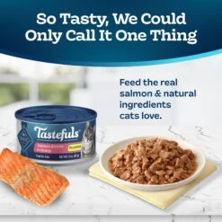 Blue Buffalo Tastefuls Salmon Entrée In Gravy Flaked Wet Cat Food, 3-oz Can, Case Of 24 12 Blue Buffalo Tastefuls Salmon Entrée In Gravy Flaked Wet Cat Food, 3-oz Can, Case Of 24 -Furry Friends 264531 PT2. AC SS1800 V1630731401