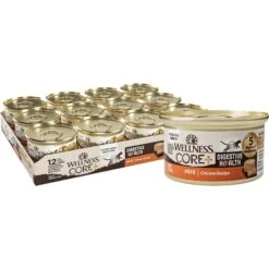 Wellness CORE Digestive Health Chicken Pate Recipe Grain-Free Wet Cat Food, 3-oz, Case Of 12