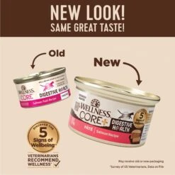 Wellness CORE Digestive Health Salmon Pate Recipe Grain-Free Wet Cat Food, 3-oz, Case Of 12 -Furry Friends 264902 PT1. AC SS1800 V1608678456