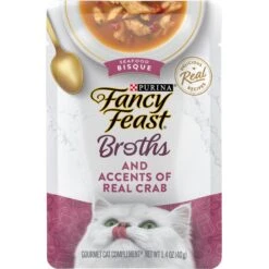 Fancy Feast Broths Seafood Bisque & Accents Of Real Crab Grain-Free Cat Food Topper