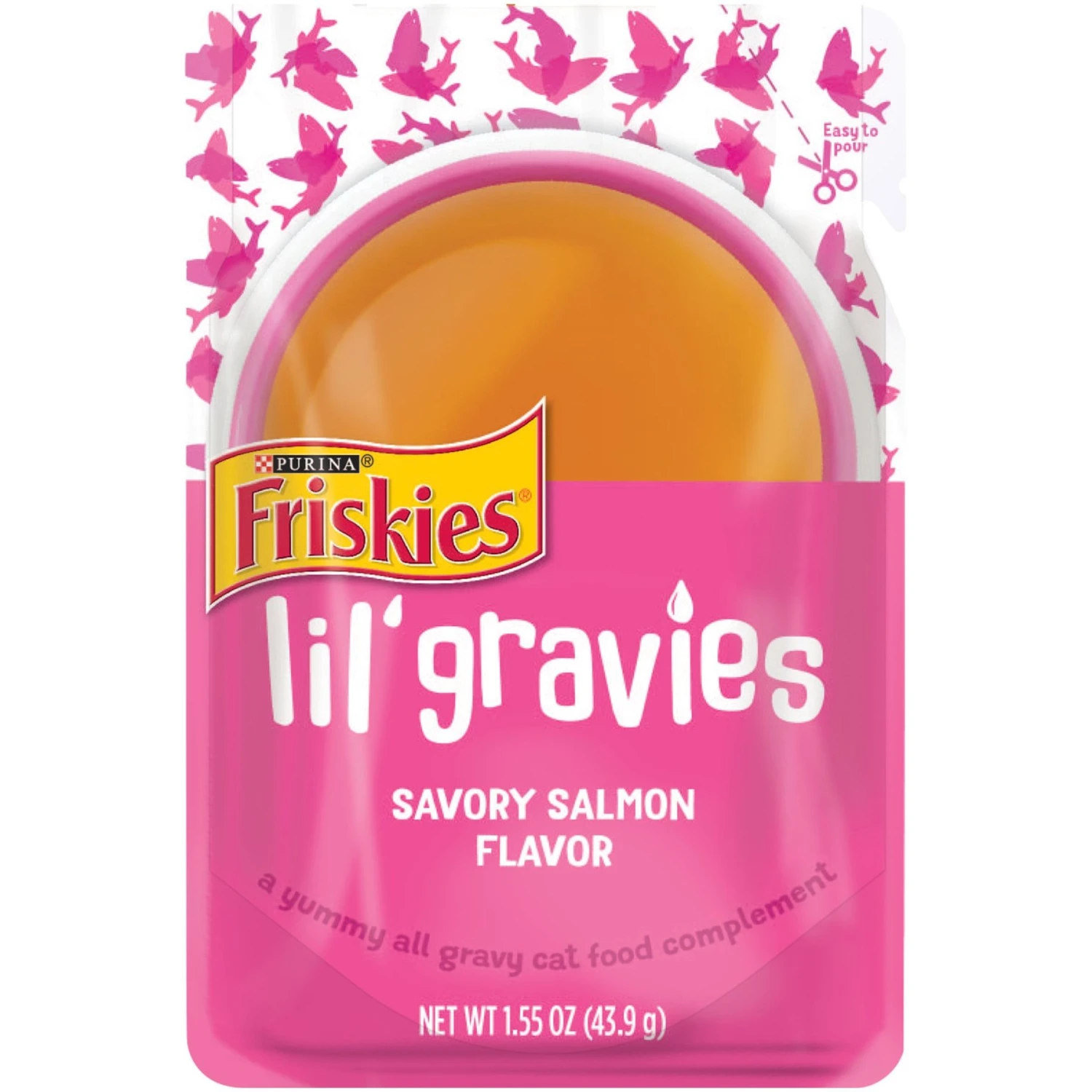 Friskies Lil' Gravies Savory Salmon Flavor Cat Food Complement 3 Friskies Lil' Gravies Savory Salmon Flavor Cat Food Complement