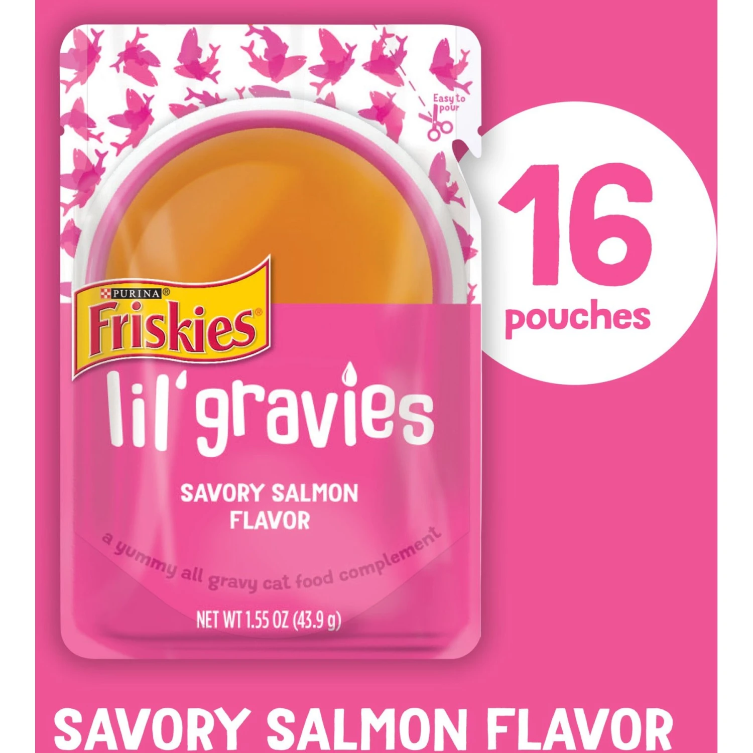 Friskies Lil' Gravies Savory Salmon Flavor Cat Food Complement 4 Friskies Lil' Gravies Savory Salmon Flavor Cat Food Complement - Image 2